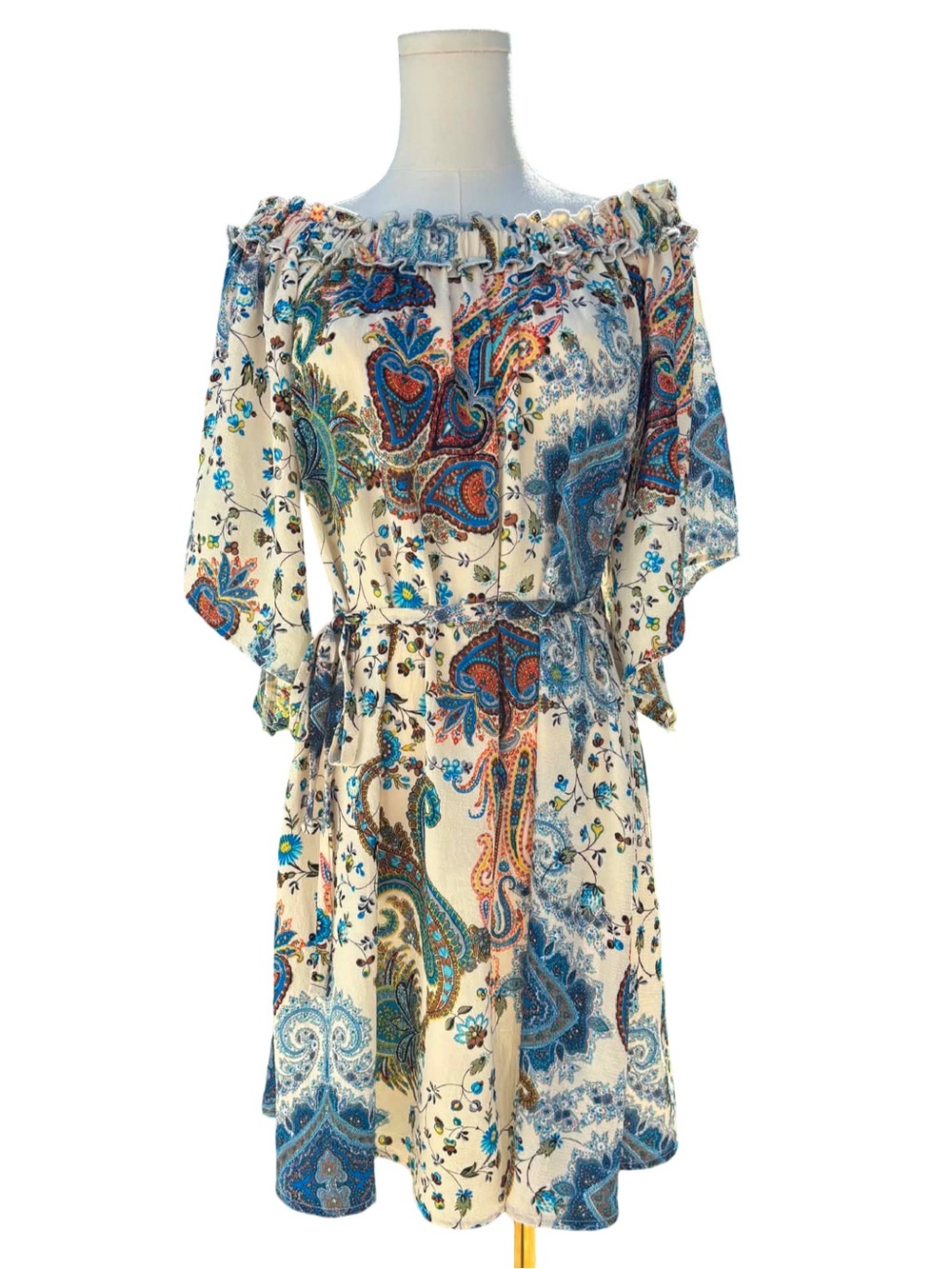 Umgee USA Bohemian Off Shoulder Paisley Dress